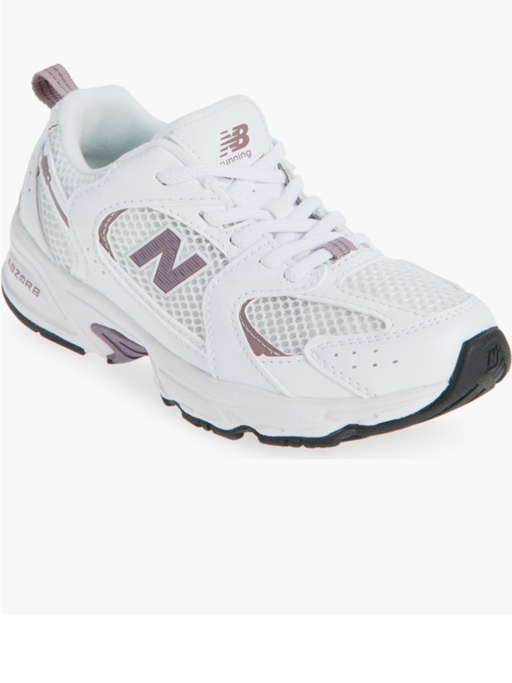 New Balance White Running Sneakers with Mauve Accents